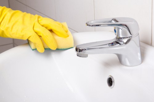 Bathroom descaling and sanitising during end of tenancy cleaning
